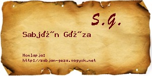 Sabján Géza névjegykártya